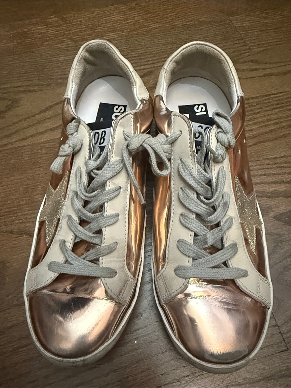 Golden Goose Rose Gold Metallic Low-Top Sneakers